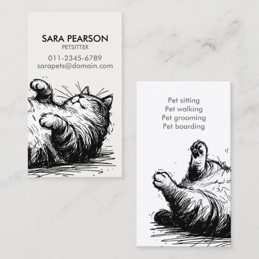 ミンダーの動物の猫あたりのピッター 名刺 (正面/裏面)