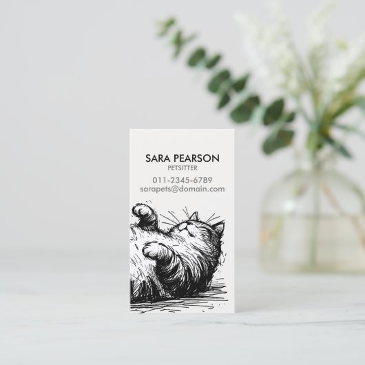 ミンダーの動物の猫あたりのピッター 名刺 (スタンド正面)