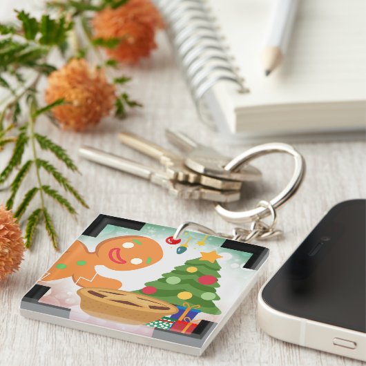 ミンチェパイ写真撮影ジンジャーブレッドマン キーホルダー (正面右)