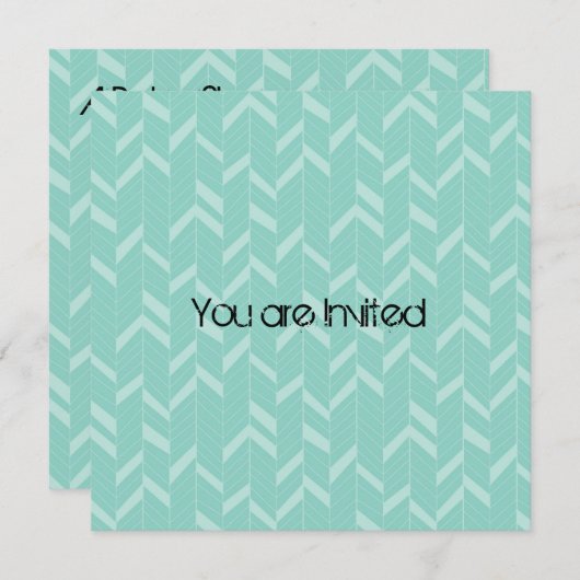 ミンティアクア抽象芸術ベビーシャワー 招待状 (正面/裏面)