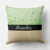 ミンティテラッツォ金ゴールドスパークパーソナライズされたリー クッション (裏面)