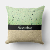 ミンティテラッツォ金ゴールドスパークパーソナライズされたリー クッション (正面)