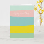 ミンティパステルストライプズのかわいい色のブロック カード (黄色い花)