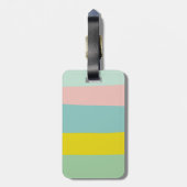 ミンティパステルストライプズのかわいい色のブロック ラゲッジタグ (裏面縦)