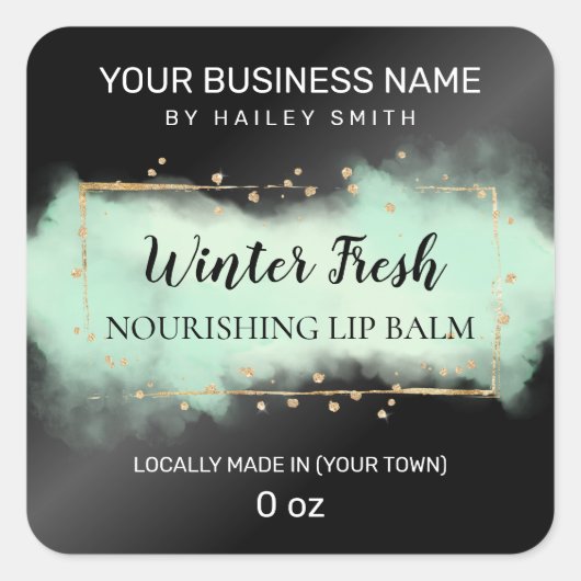 ミンティフレッシュブラックアンドパステルグリーンリップバーム スクエアシール (正面)