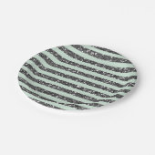 ミンティミントグリーン&シルバーグリッターストライプパーティー ペーパープレート (アングル)