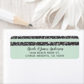 ミンティミントグリーン&シルバーグリッターストライプパーティー ラベル (インサイチュ)