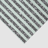 ミンティミントグリーン&シルバーグリッターストライプパーティー 薄葉紙 (詳細)