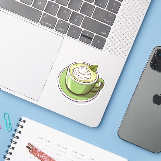 ミンティ抹茶エレガンスinグリーンカップ シール (ノートパソコンとiPhone)