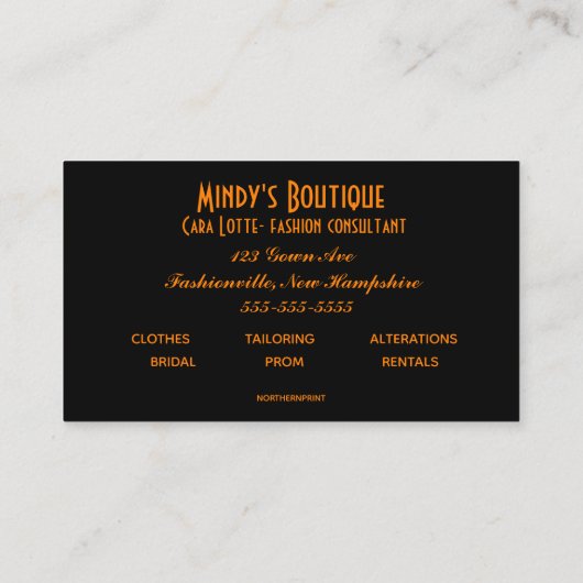 ミンディズブティック 名刺 (裏面)