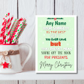 ミントおもしろいグリーン名前をカスタムする壮麗クリスマス カード