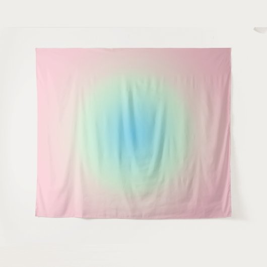 ミントおよびピンクのグラデーショグラデーションン写真の背景 タペストリー (正面(横))