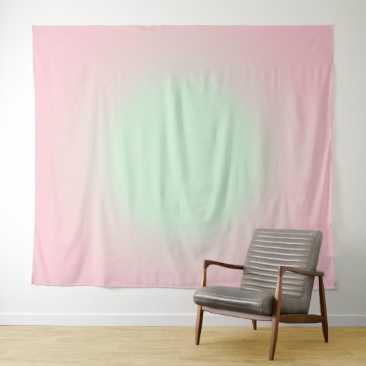 ミントおよびピンクのグラデーショグラデーションン写真の背景 タペストリー (インサイチュ(横))