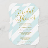 ミントおよびフェイク金ゴールドスクリプトタイポグラフィブライダルシャワー 招待状 (正面/裏面)