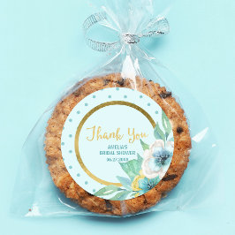 ミントおよびフェイク金ゴールドフローラブライダルシャワー ラウンドシール