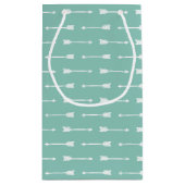 ミントおよび白の矢印パターンのカスタマイズ抱き枕 スモールペーパーバッグ (裏面)