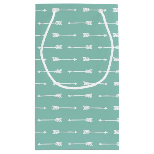 ミントおよび白の矢印パターンのカスタマイズ抱き枕 スモールペーパーバッグ (裏面)