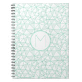 ミントおよび白モダン幾何学模様モノグラム ノートブック (正面)