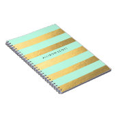 ミントおよび金ゴールドのパーソナライズなノート ノートブック (右側)