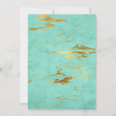 ミントおよび金ゴールドフェイクフォイルブライダルシャワー 招待状 (裏面)