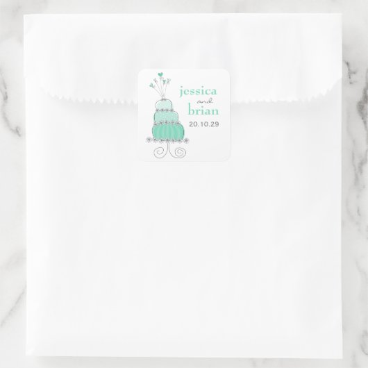 ミントお洒落グリーンスウィートアーツ結婚シック スクエアシール (バッグ)