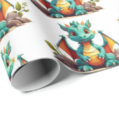 ミントお洒落グリーンベビードラゴンラッピング紙 ラッピングペーパー (ロールコーナー)