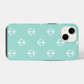 ミントかわいいいかり柄 iPhoneケース (裏面横)
