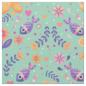 ミントかわいい金魚シーガーデンパターン ファブリック (クローズアップ)