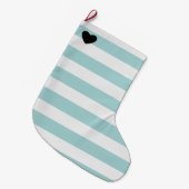 ミントかわいらしとホワイトのストライプハート ラージクリスマスストッキング (正面 (吊り時))