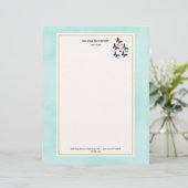 ミントかわいらしグリーンに宝石の色の蝶 レターヘッド (スタンド正面)