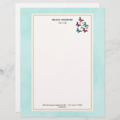 ミントかわいらしグリーンに宝石の色の蝶 レターヘッド (正面/裏面)