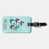 ミントかわいらしグリーンの小さな蝶 ラゲッジタグ (正面横)