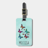 ミントかわいらしグリーンの小さな蝶 ラゲッジタグ (正面縦)