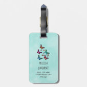 ミントかわいらしグリーンの小さな蝶 ラゲッジタグ (裏面縦)
