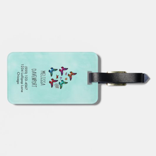 ミントかわいらしグリーンの小さな蝶 ラゲッジタグ (裏面横)