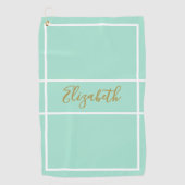 ミントかわいらしシンプルグリーン、名前をカスタムするレディース ゴルフタオル (正面)