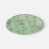 ミントかわいらしストライプーと金ゴールド ペーパープレート (アングル)