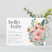 ミントかわいらしセージピンクフローラハローベビーシャワー 招待状 (スタンド正面)