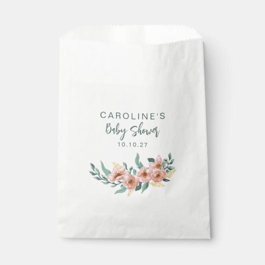 ミントかわいらしセージ赤面フローラカスタムベビーシャワー フェイバーバッグ (正面)