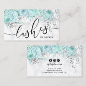 ミントかわいらしフローラ白大理石ラッシュ 名刺 (正面/裏面)