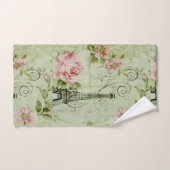 ミントかわいらし春ピンクフローラパリエッフェルタワー バスタオルセット (ハンドタオル)