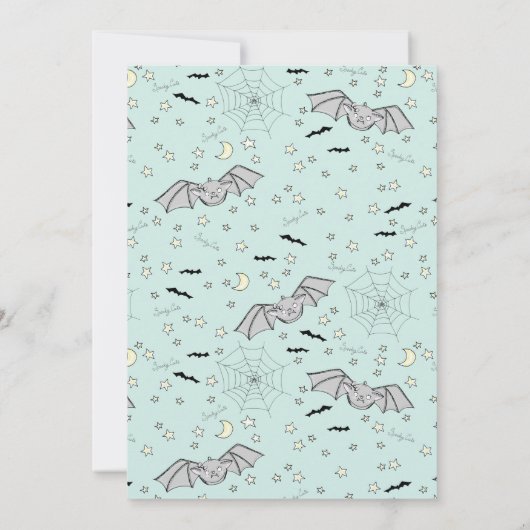 ミントこうもり不気味かわいい赤ちゃんシャワー 招待状 (裏面)