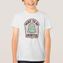ミントでおばけにされちゃう? かわいいミント色の幽霊の子供用ハロウィングッズ トライブレンドTシャツ