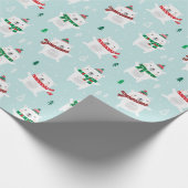 ミントでかわいいクリスマスのシロクマ ラッピングペーパー (角)