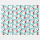 ミントでかわいいハッピーサンタ フリースブランケット (正面(横))