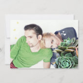 ミントとイエローの多肉植物モダンウェディング 招待状 (裏面)