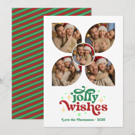 ミントとクランベリーのレトロ写真コラージュ クリスマス