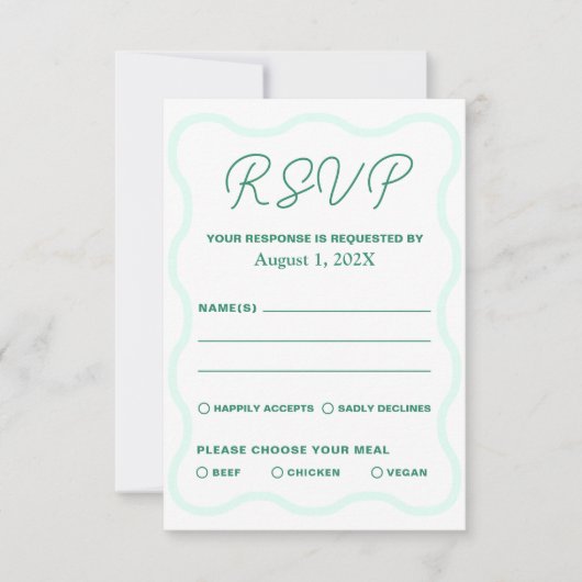 ミントとグリーンウェー結婚ブレトロ 出欠カード (正面)