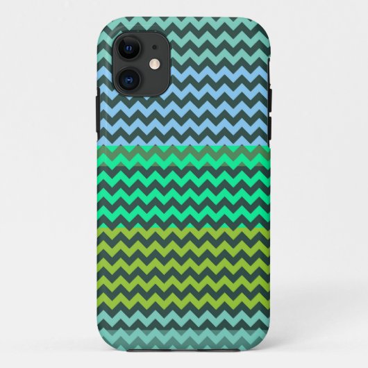 ミントとグリーンシェブロンのジグザグストライプル Case-Mate iPhoneケース (裏面)