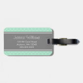 ミントとグレーのクローバーパーソナライズされたパターン ラゲッジタグ (裏面横)